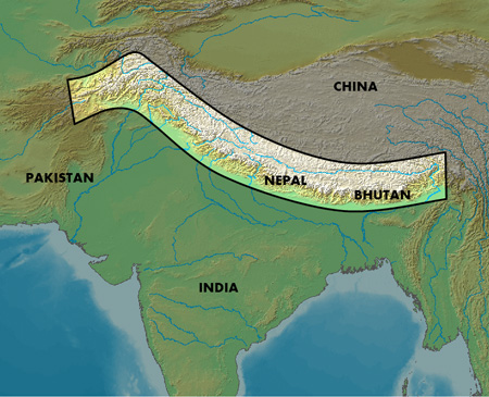 Map of the Himalayas